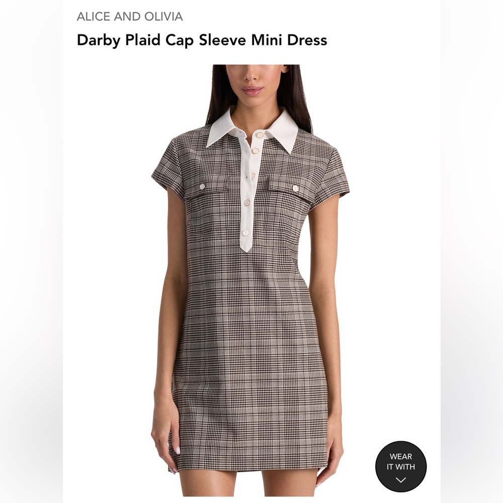 Alice + Olivia Black and White Plaid Mini Dress